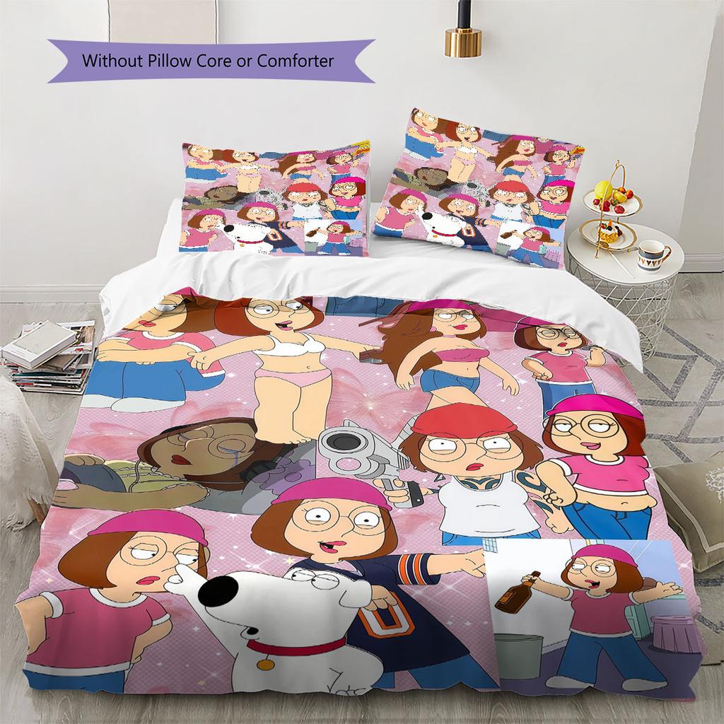 Meg Griffin Pattern Bedding Home Decoration Birthday Gift ( 1 duvet cover + 2 pillowcase, without core),fan merchandise.