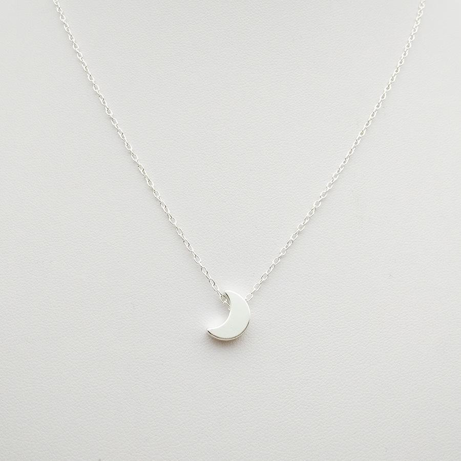 2018 Minimalist Crescent Moon Copper Gold Long Necklace Women Zircon Solid Chain Pendant Necklace Women Chocker Vintage медный