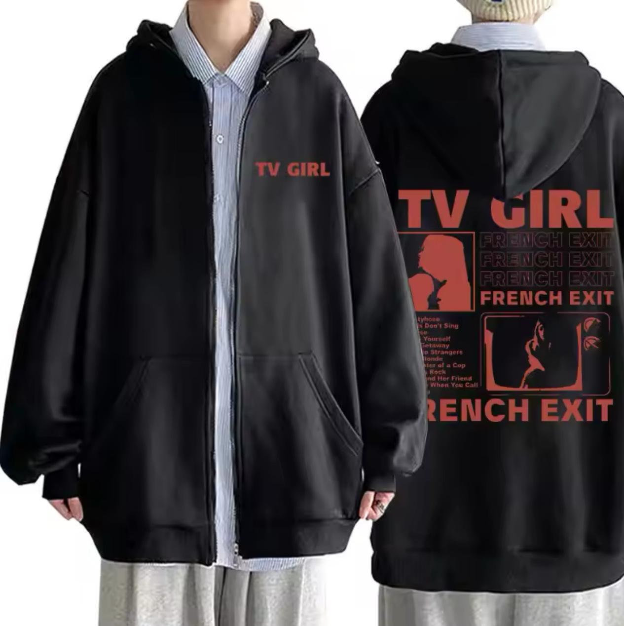 TV Girl French Exit Album Zipper Hoodie Men s Fashion Sweatshirt M