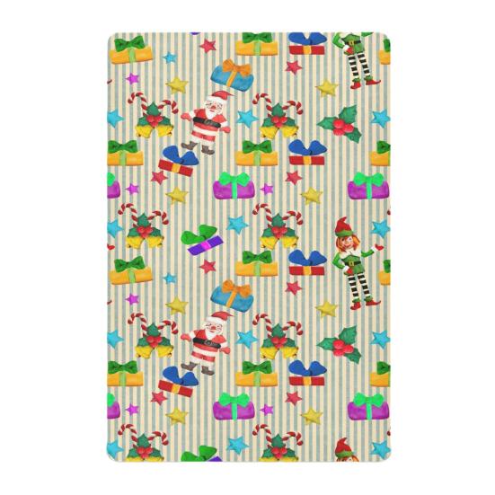 Yousheng Vánoční prostěradlo do postýlky Santa Claus Vánoční punčocha Froté prostěradlo do postýlky Vánoční stromek Potah na matraci do postýlky pro chlapce dívky Postýlka Dětský pokoj