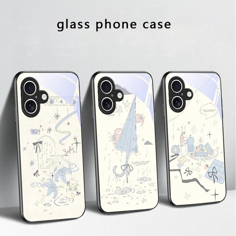 Fresh and Healing Breeze For iPhone 17 Air 16 E 15 Plus 14 Pro Max 13 12 Mini 11 5 6 7 8 Plus XR XSMax SE Black Glass Phone Case