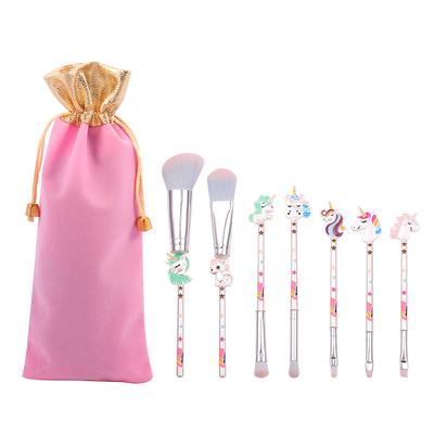 7pcs Cute Makeup Brushes Metal Handle Kawaii Makeup Brush for Eyeshadow Blusher Highlight Concealer