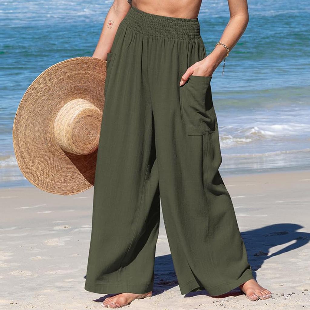 Women's Casual Fashion Solid-Color Loose Straight-Leg Pants