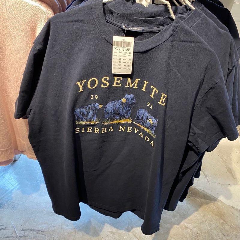 

Official Website Three Bears Embroider T-shirt Female Summer Casual Loose round Neck Pure Cotton Easiest for Match Figure Flattering Short Sleeve Top Dark navy blue All yards