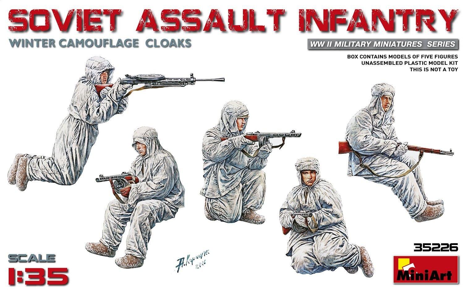 

Miniart Scale Soviet Army Assault Infantry in Winter Camouflage Uniform Plastic Model Kit MA35226 1/35 (5-Piece Set)