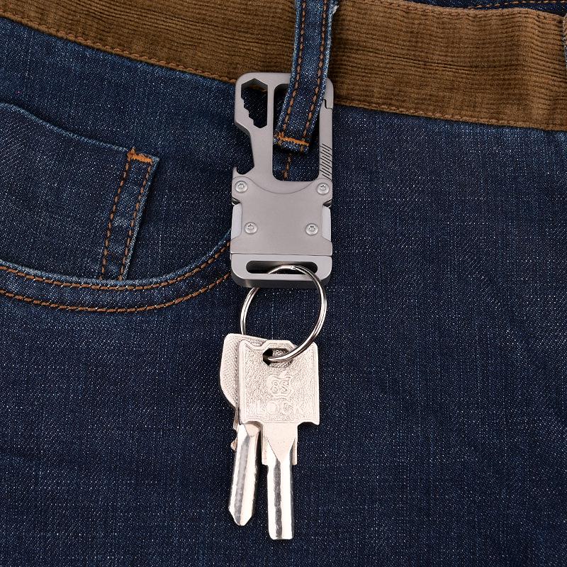 Multifunctional Titanium Keychain: Men's Waist Clip with Portable Tool and Unboxing Knife