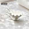 Matte Texture Jewelry Tray 3D Printed Shell Shape Dish Tray, Ocean Wave Organizer with Grooved Design, Ring Earring Holder Vanity Earrings