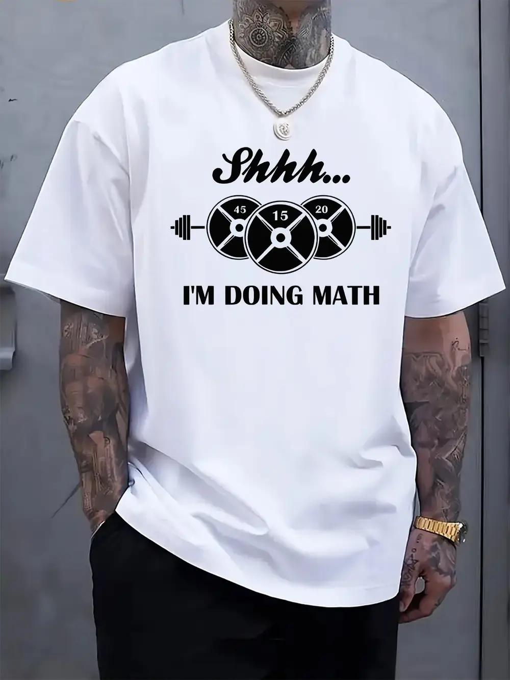 

Black T-shirt with Skrh... I m Doing Math Weightlifting Graphic - Casual Crew Neck M