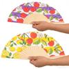 7Inch Lemon Cherries Pattern Wood Folding Hand Fan Portable for Dance Event and As Home Art Decoration Spanish Design