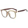 High-End Retro Anti-Blue Light Glasses with Wood Grain Legs and Myopia Plano Lenses