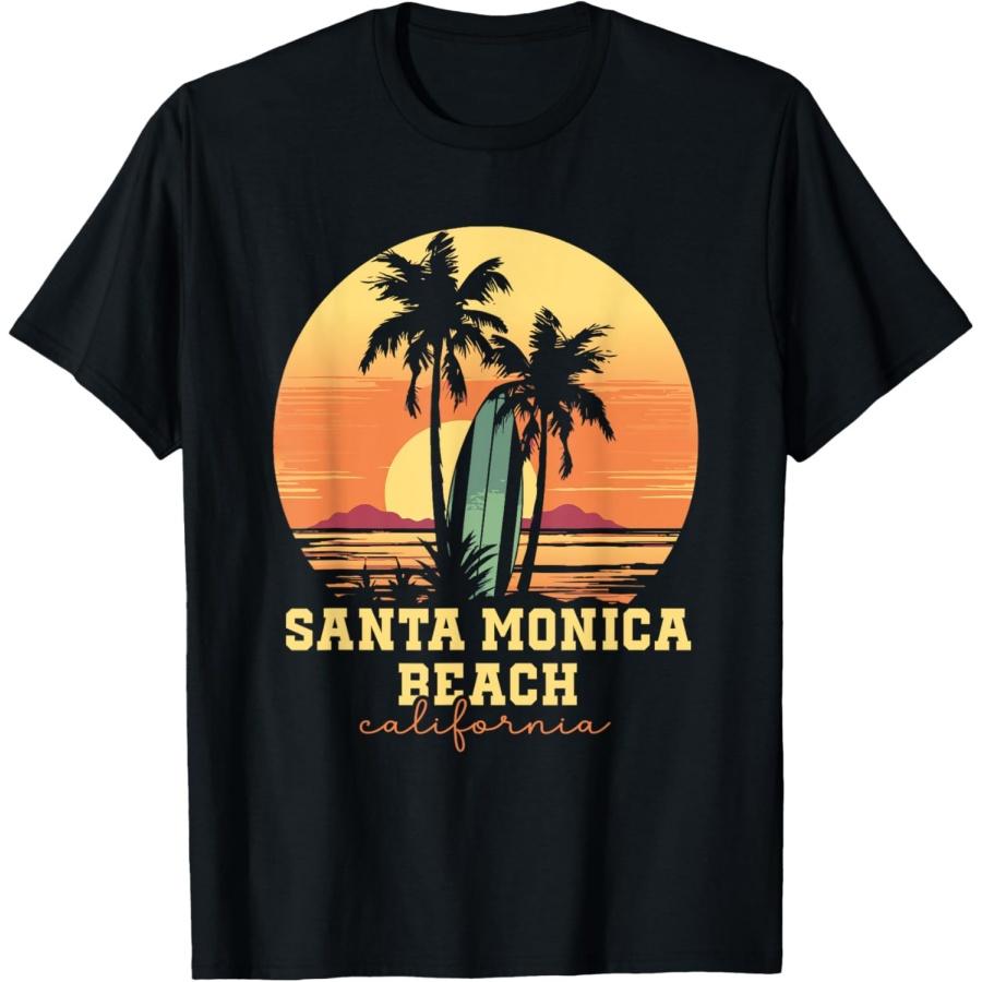 

Santa Monica Beach California Surfing Sunset T-Shirt(2) XXXXXL чорний