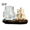 Glass Hydroponic Vase Set Leisure Fishing Frog/Cat/Panda/Bear Statue Ornaments, Clear Mini Vases Miniature Decorative Figurines for Tea Tables