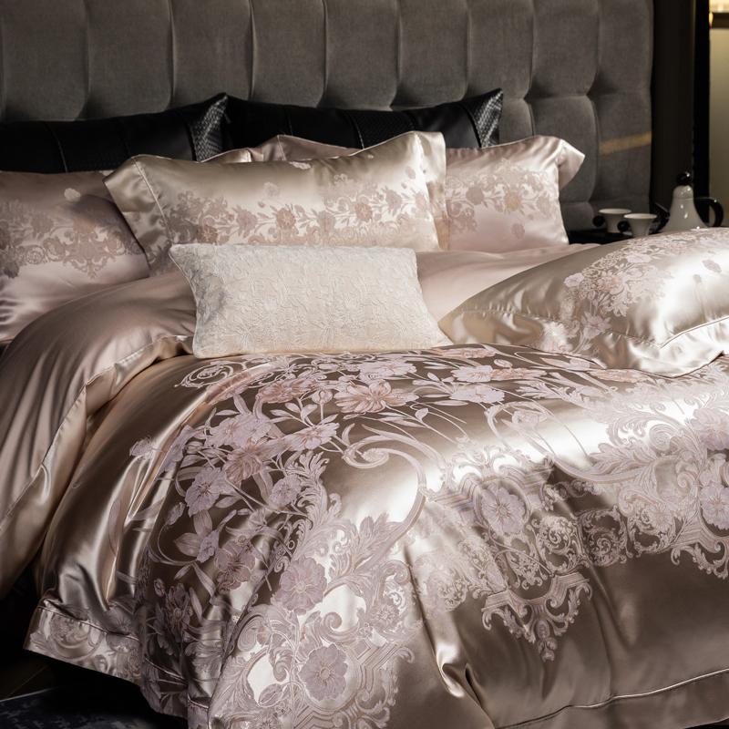 Svetanya Jacquard Satin Bedding Set Queen King Double Size Bed Linens Pillowcase Sheet Comforter Cover Set