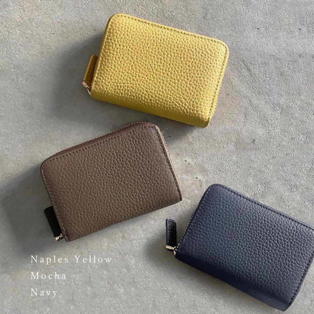 DIVA Rose Women's Bifold Wallet, Genuine Leather, Large Capacity, No Bill Folding, Accordion-Style Card Case, Box-Shaped Coin Purse (Navy)