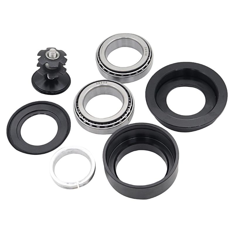 Motorcycle Steering Column Bearing Set, Steering Stem Repair Kit with Steel Bearing Pieces, Collar Components, and Support Hardware