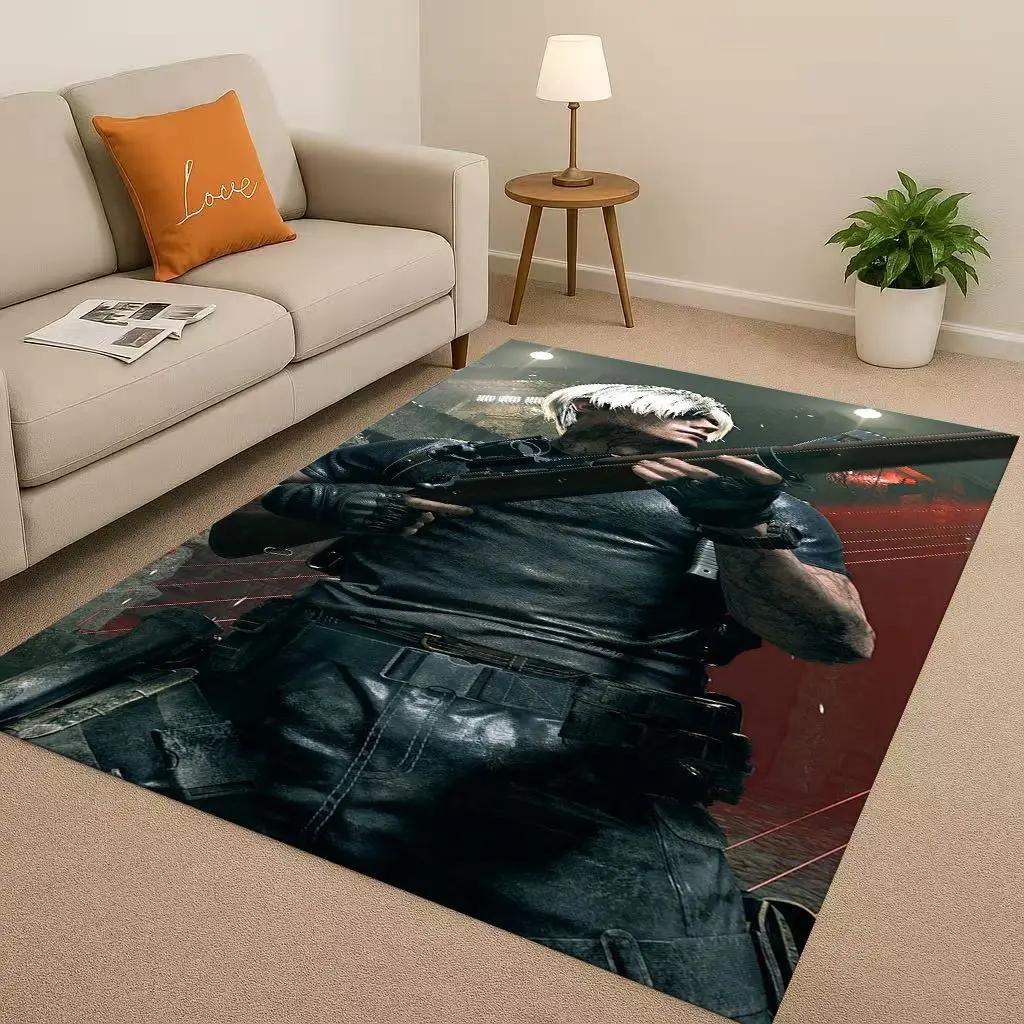 3D Leon R-Resident Evil Game Cartoon Living Room Non-Slip Area Rug Soft Carpet for Bedroom Playroom Sofa,Easy Clean Home Doormat
