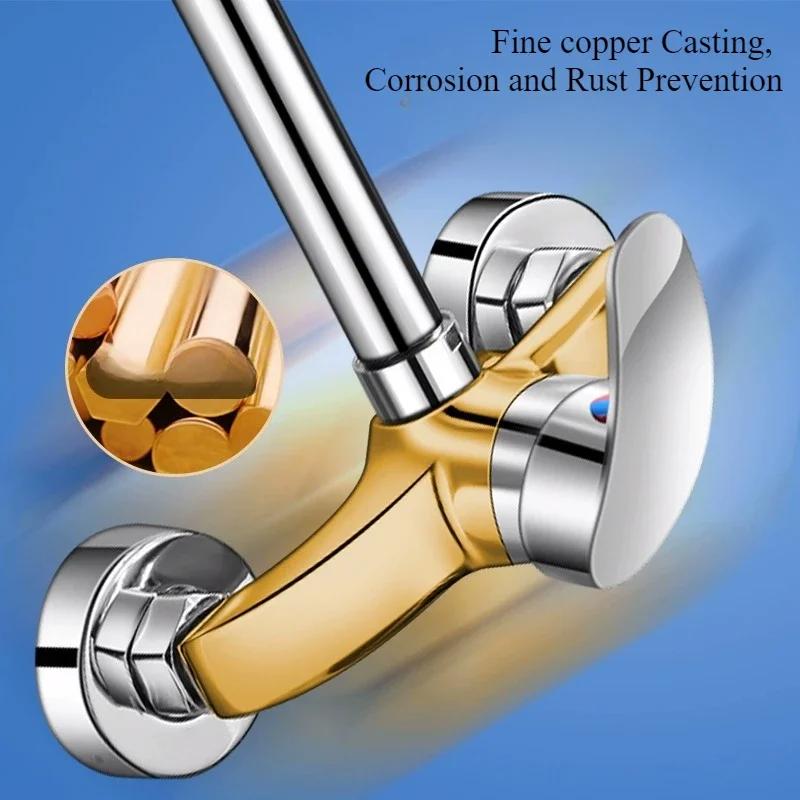 Kitchen Faucet Into The Wall Hot and Cold Washbasin Sink Washbasin Balcony Washbasin All Copper Mixed Water Valve Faucet