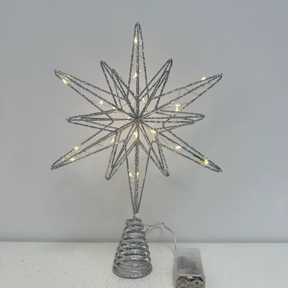 Звезда на верхушку елки Золотой глиттер Пятиконечная звезда Подвеска Рождественские украшения для дома Navidad 2025 Новогодний декор