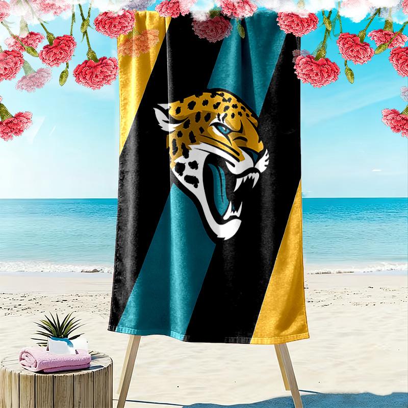 Jacksonville Jaguars Print Beach Towel, Large Soft Quick Dry Towel for Beach Camping Swimming