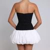 European and American Style Women's Backless Slimming Flower Bud Lantern Puffy Dress