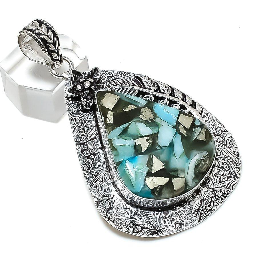 Spiny Oyster Gemstone Handmade 925 Sterling Silver Jewelry Pendant 2.60" R2p47