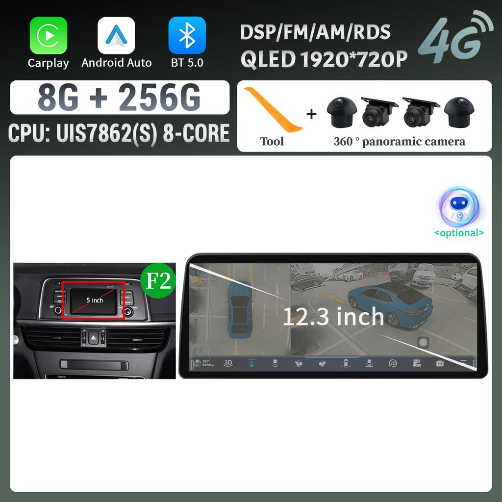 12,3 Zoll Android 14 Für KIA K5 Optima 2015 2016 2017 2018 2019 Autoradio Multimedia Navigation GPS Carplay Stereo Touchscreen