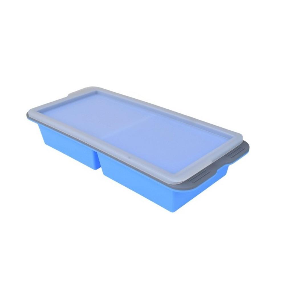 

2/4/6Grid Food Storage Box Food Grade Ice Tray Mold Easy Demould Food Container Household Use Grey Blue-2 Grid