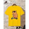 European sizes Boys' Fashion T-Shirt Short Sleeve | Casual Crew Neck, Medium Stretch Fabric, Spring/Summer Season, Drawing Pattern