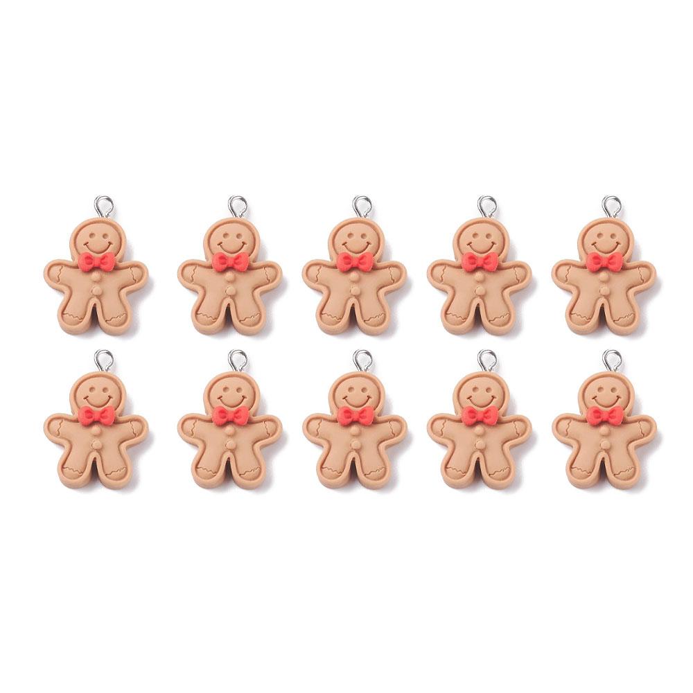 5/10/15pcs Gingerbread Pendant Resin Jewelry Gingerbread Doll Snowman Jewelry DIY Necklace Bracelet Earring Decoration