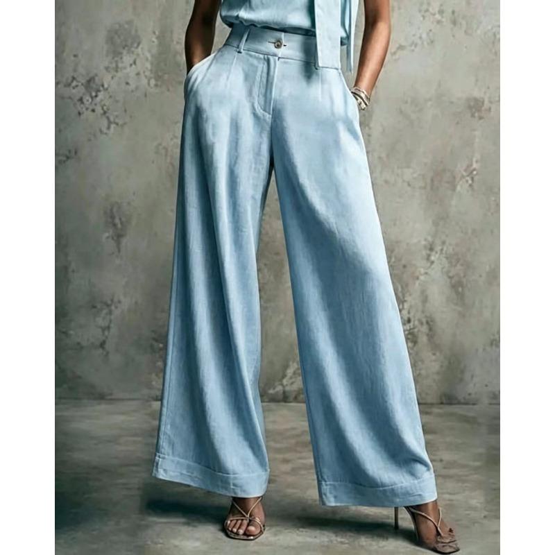 New Style Women's Solid-color Wide-leg High-waist Loose-fitting Slimming Casual Pants