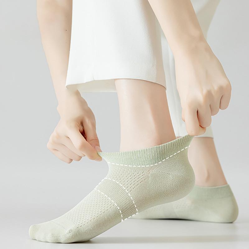10 Pairs Women's Socks Spring Summer Ins Thin Non-slip Mesh Sweat-absorbing Breathable Boneless Short Bottom Boat Socks Cotton