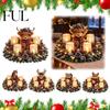 Christmas Party Supplies Lighted Highland Cow Table Centerpiece, Resin Flickering LED Flameless Candles, Frosted Pinecone Displays Pine Red