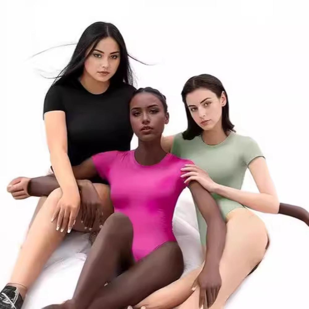 Women's Natrelax Sexy Bodysuit Thong Short Sleeve Halter Racerback High Neck Tank Tops Body Suits for Going Out