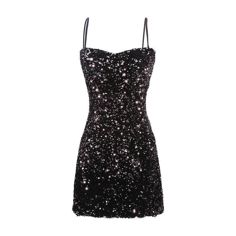 

Amazon Sequined Banquet Nightclub Oversize Women s Clothing Black XL(Suggested 50.00 kg-65.00 kg)