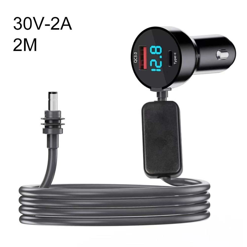 

3-in-1 Digital Display Car Charger For Starlink-Mini With 12V-24V DC Power Cord, 30W-QC3.0 USB/Type-C Interface