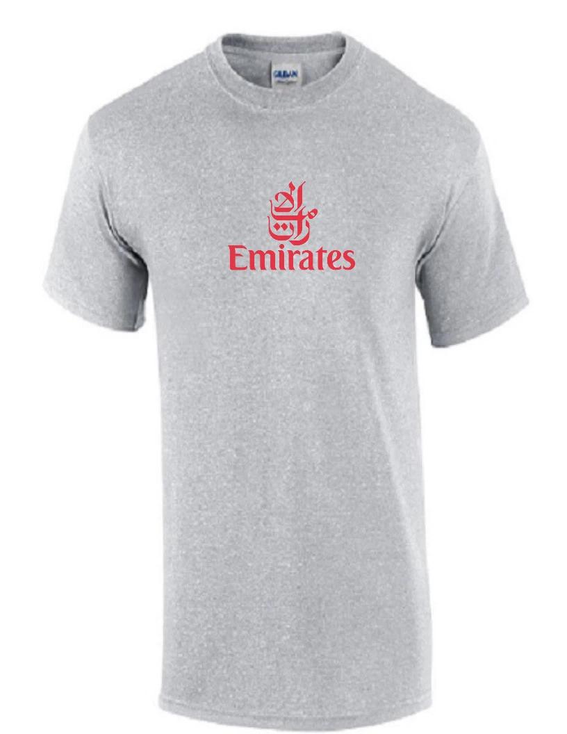 Emirates Red Vintage Logo Shirt Emirati Airline Aviation Sport Gray T-Shirt L