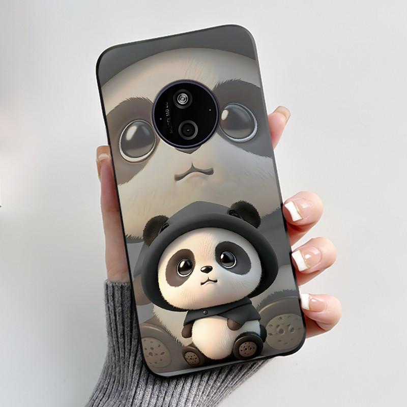 Phone Case For Nokia 125 HMD 110 4G 2024 Casing Luxury Cute Love Rabbit Funny Cartoon Black Matte Soft Silicone Shockproof Cover