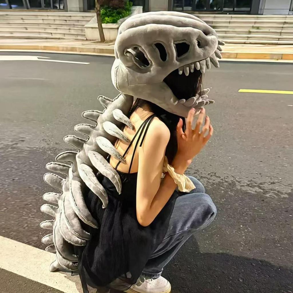 Dinosaur Skeleton Head Cover Women Dinosaur Bone Headpiece Cosplay Headgear Accessories Decoration Photography Props For Kids