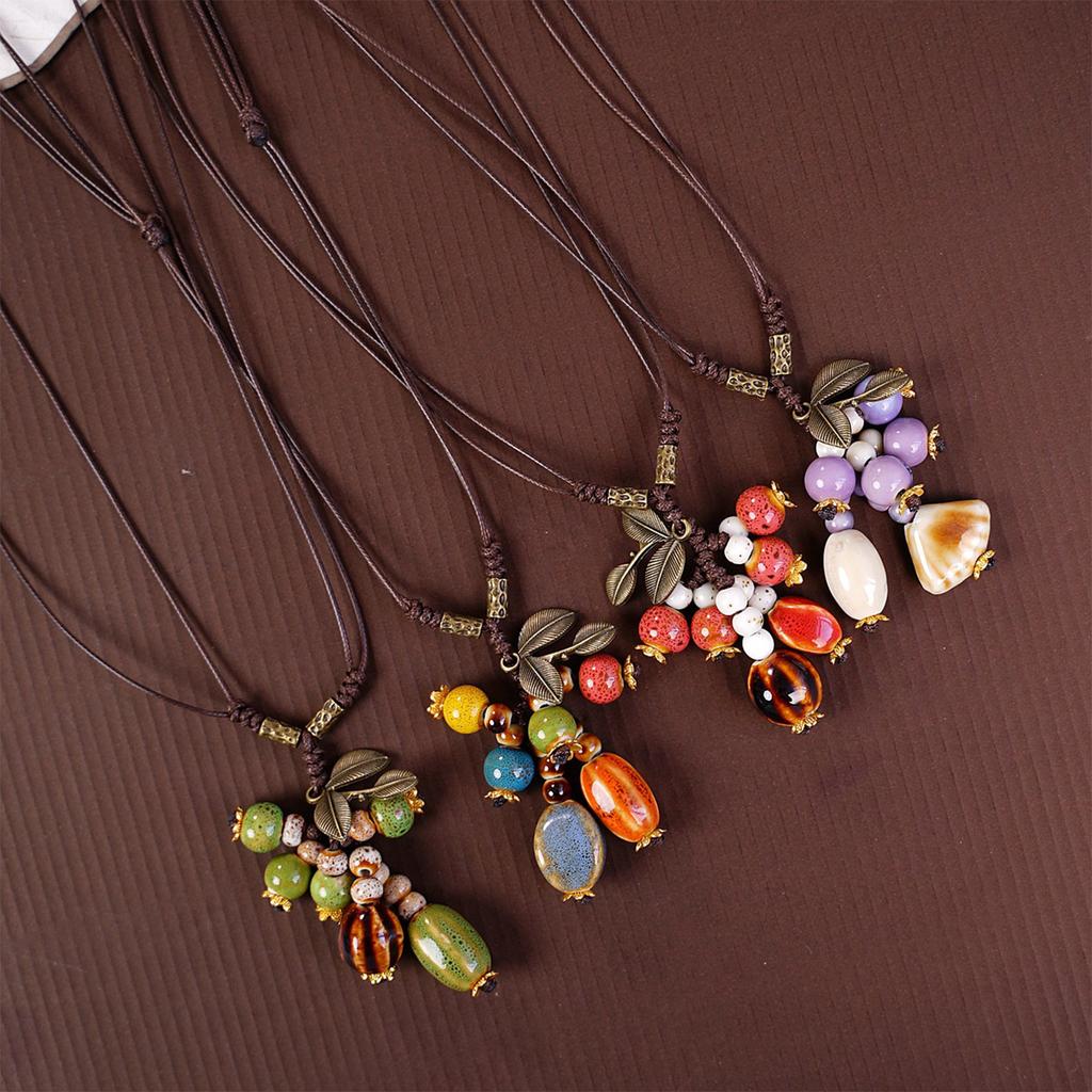 Handmade Ceramic Leaf Necklace Unique Designs Portable Jewelry With Adjustable Chain for Trendy Women Casual Wear