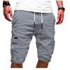 Herren Shorts Casual Einfarbig Elastische Taille Kordelzug Multi Pocket Design Outdoor Mittelhose Gerade Hose