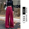 White Gray Sweatpants Women's Spring and Autumn New Straight Sweatpants Fleece Small Casual Wide-leg Pants