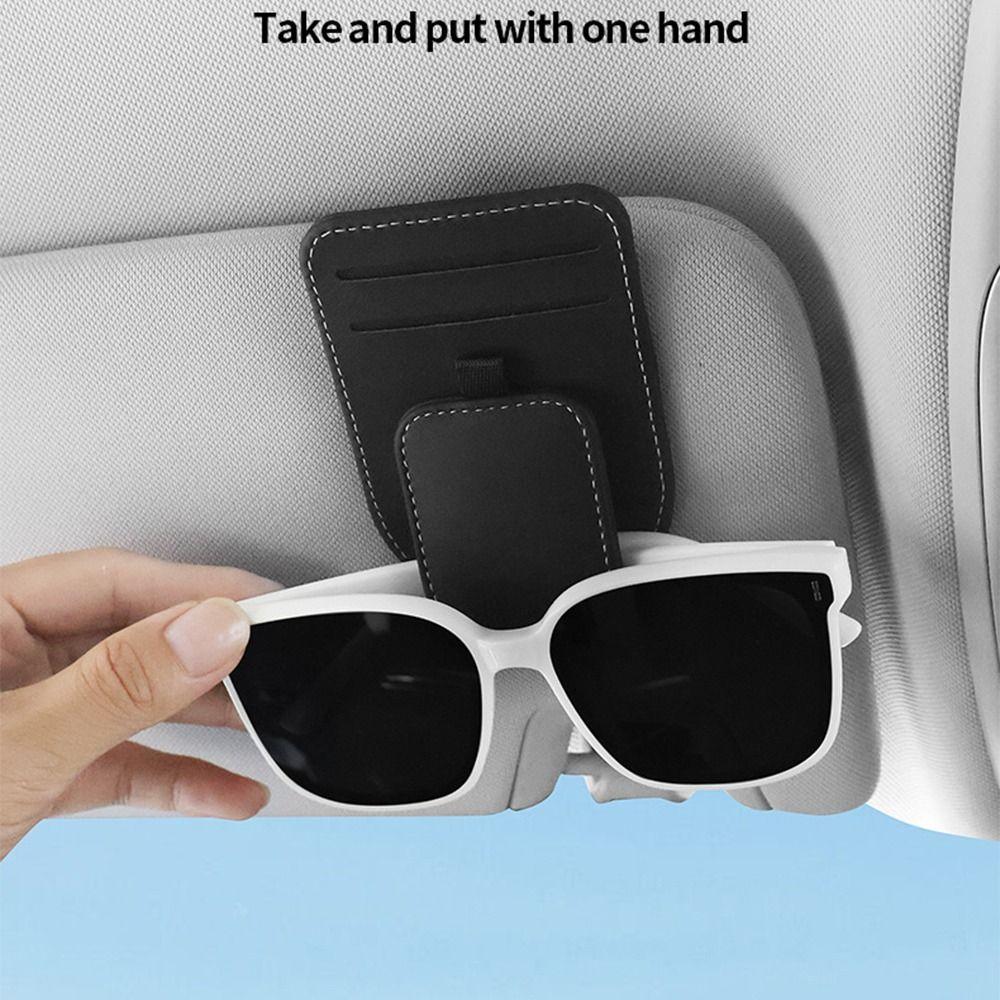 PU Leather Car Sun Visor Glasses Holder Creative Car Sunglasses Holder Vehicle Accessory