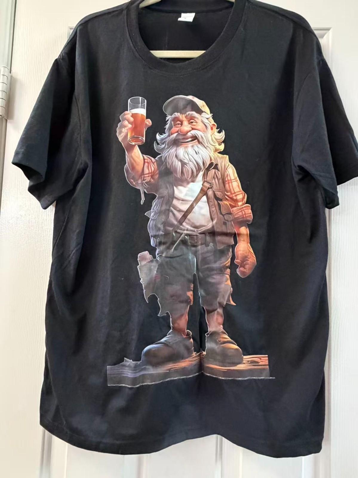 Funny Beer Gnome T-Shirt Drinking Pint Graphic Unisex Brewery Humor Tee XL