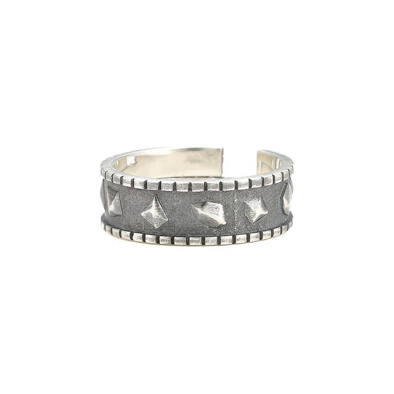 Adjustable Open Ring Men Women Geometric Ice Floe Design Vintage Copper Statement Jewelry