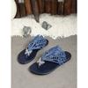 Plus-size Shoes with Toe Clips and Rhinestone Women's Retro Flip-flops