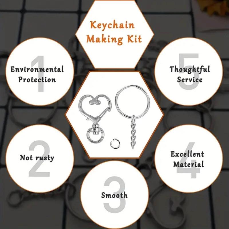 Lot de 50 Porte-clés Uniques à Faire Soi-même Crochets Porte-clés à Fermoir Mousqueton pour Lanière de Bricolage