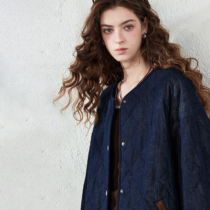 CHUYU Women's Faux Denim Goose Down Padded Jacket
