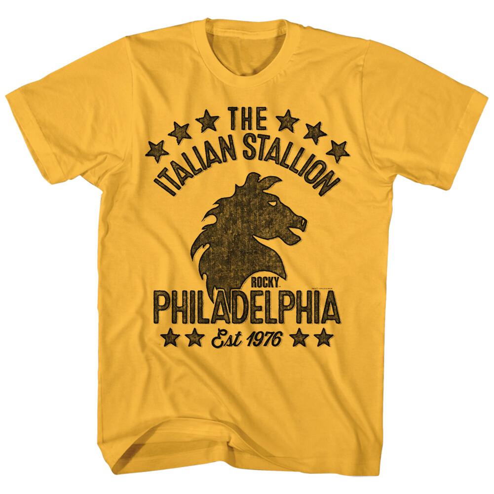 Rocky Movie The Italian Stallion Logo Est 1976 Philadelphia Men s T Shirt S