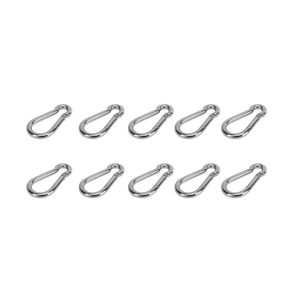10Pcs Carabiner Clip Spring Snap Hook Stainless Steel Safety Buckle Lock for Hiking