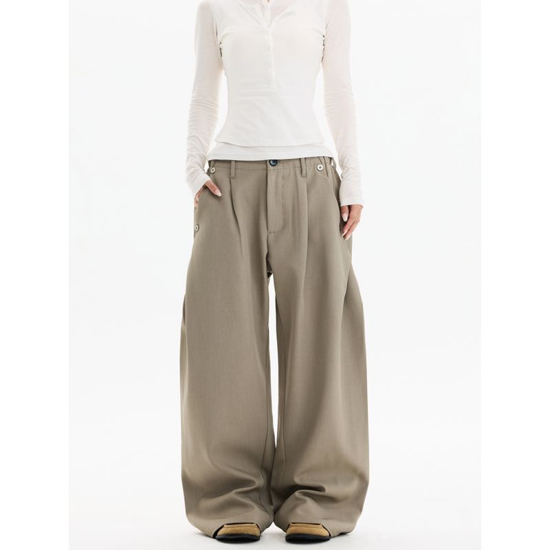 Kisko American-Style High-End Pleated Drape Casual Trousers for Men and Women, Cleanfit Loose Straight-Leg Scimitar Pants